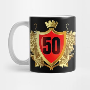 50th Birthday Golden Crest Crown With Grapes Mug